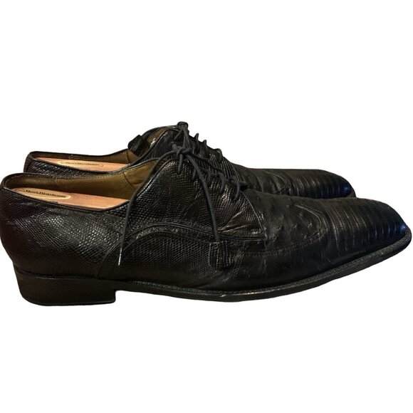 Mens Mezlan  Lizard Leather Black  11.5 Made in Spain Dress Shoes Lace Up EUC main image 5